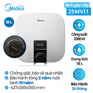 Bình tắm nước nóng Midea MWH18-25MVI1(VN)W, 18 lít