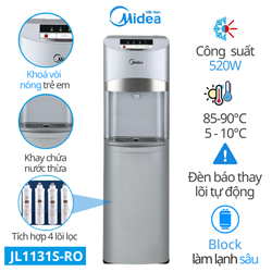 Máy lọc nước RO nóng lạnh Midea JL1131S, 4 lõi, 4l/h