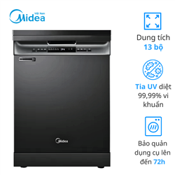 Máy rửa bát Midea MDW13-7635QB, 13 bộ, sấy UV, 9 chương trình