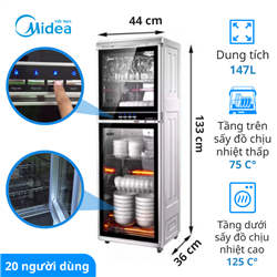 Máy sấy tiệt trùng Midea MXV-ZLP200LG501, 147L, 2 tầng