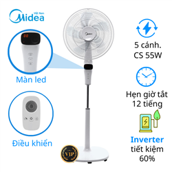 Quạt đứng Midea FS40-15DR, 55W, inverter, Có remote