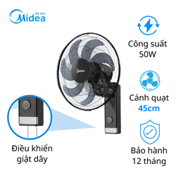 Quạt treo tường Midea FW40-23M, 50W, 7 cánh 45cm