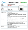 Bình tắm nước nóng gián tiếp Midea MWH15-25MVD1(VN)W, 15 Lít