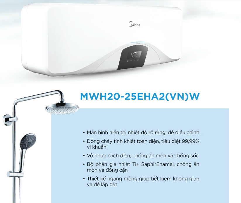 Ưu điểm bình tắm nóng lạnh Midea MWH20-25EHA2